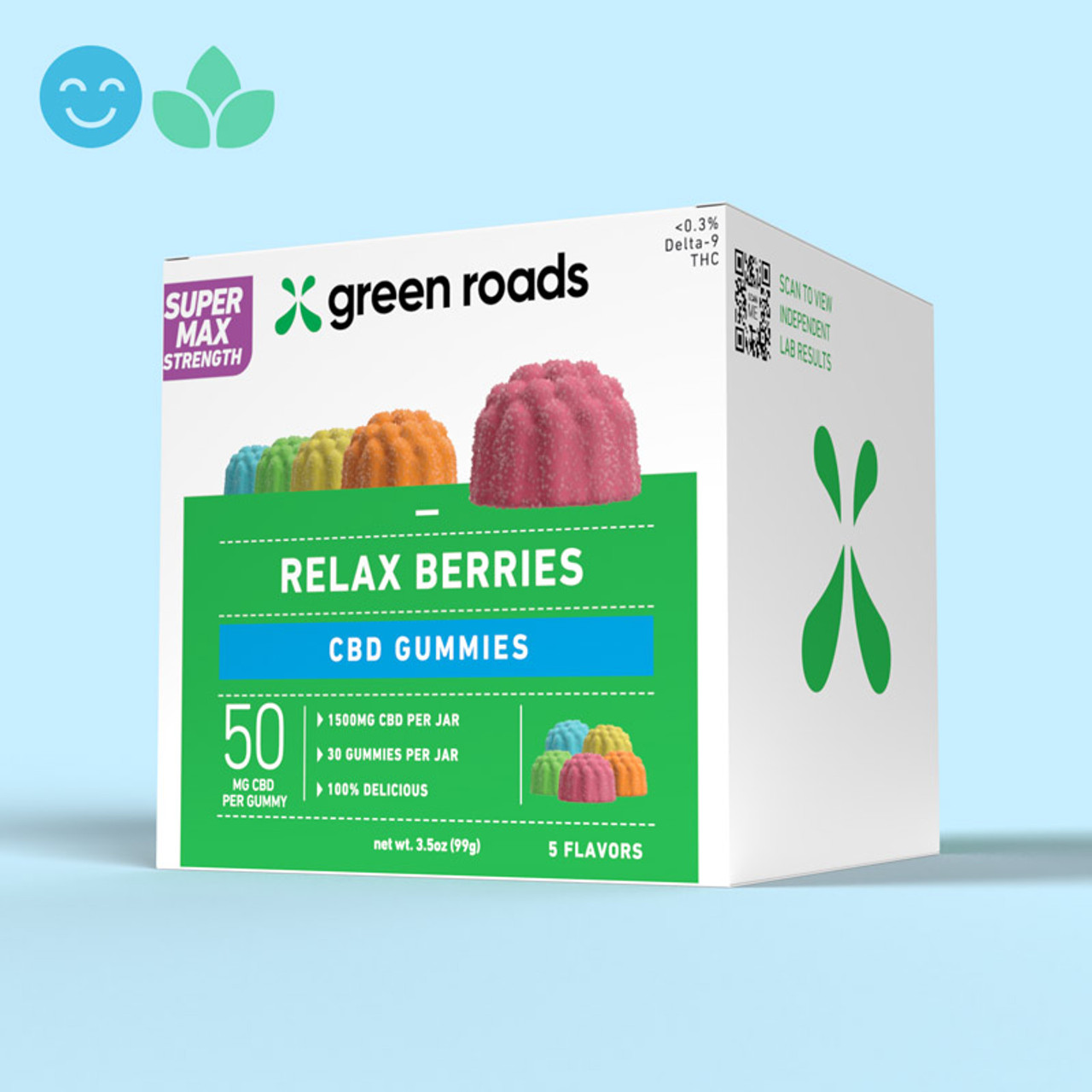 Green Roads   Super Max Strength CBD Relax Berries  50mg  30ct